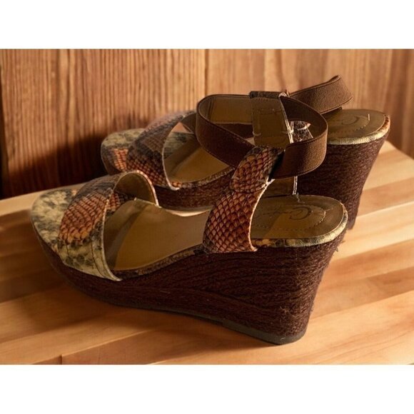 Comfort Est 1946 Womens Animal Print Platform Wedge Sandals Size 9M 4" Heel - Picture 12 of 16